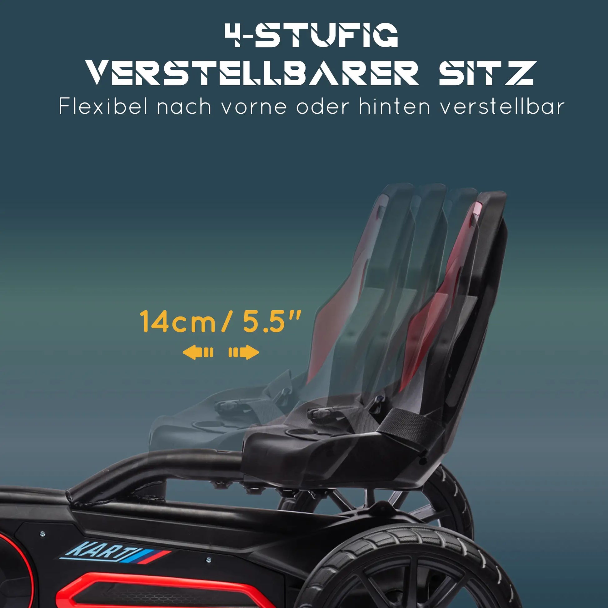 Rotes HOMCOM Go-Kart für Kinder mit Handbremse und verstellbarem Sitz für 3-8 Jahre.