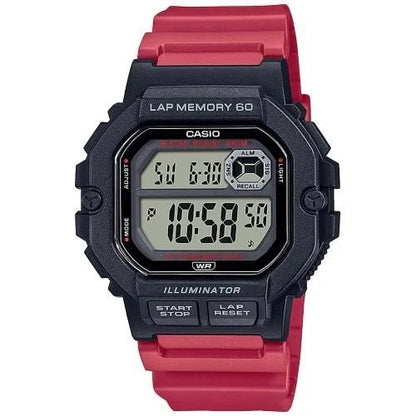 CASIO COLLECTION & VINTAGE CASIO SPORT ILLUMINATOR LAP MEMORY 60 digitale Sportuhr rot – Produktansicht