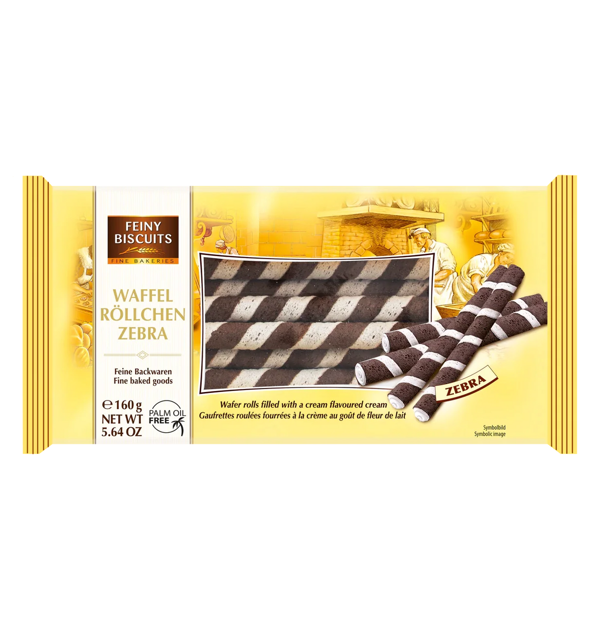 Feiny Biscuits Waffelröllchen Zebra 200 g aus feinem Biscuit