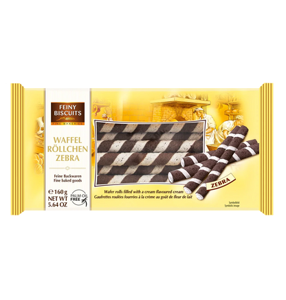 Feiny Biscuits Waffelröllchen Zebra 200 g aus feinem Biscuit