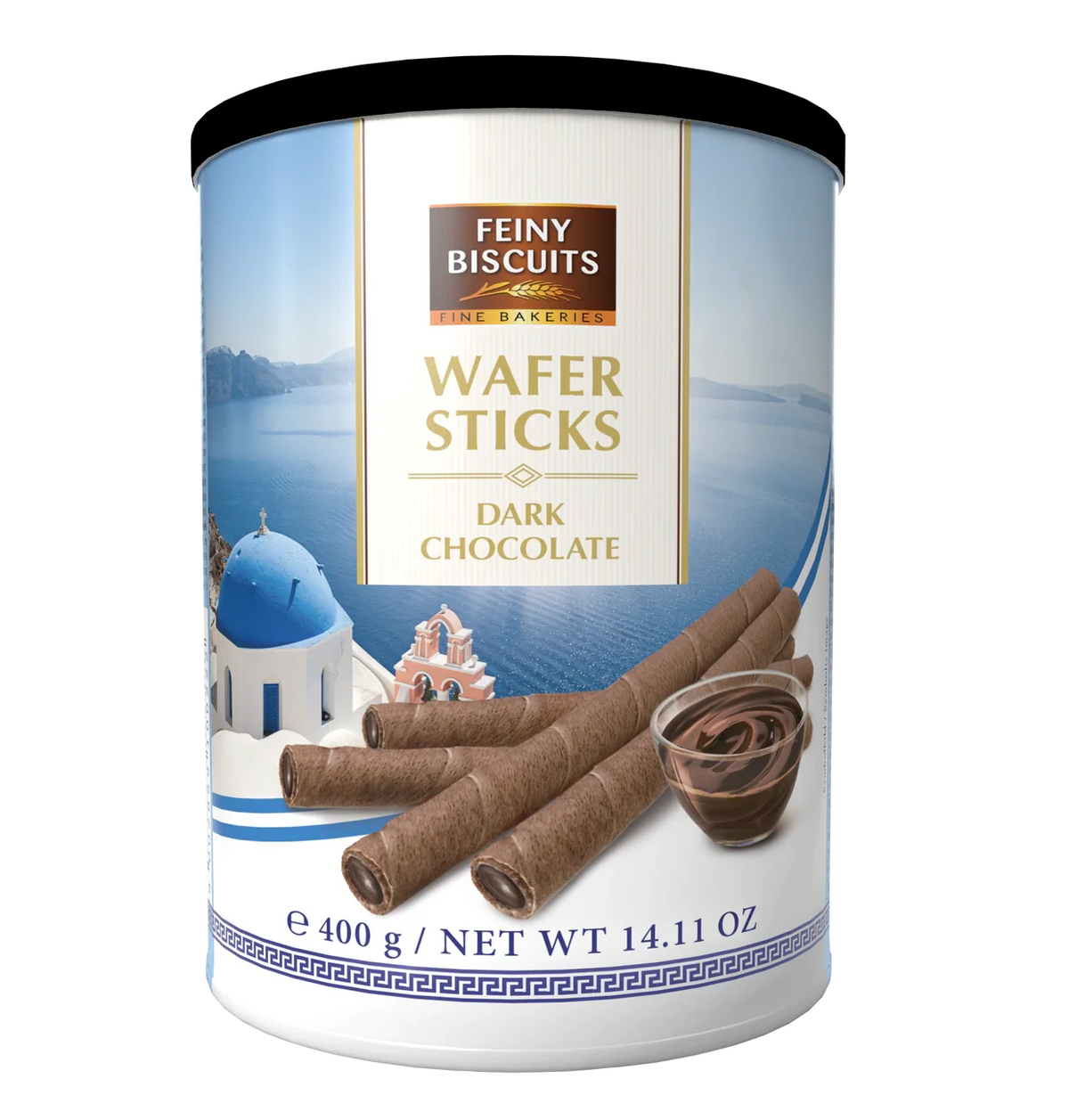 Feiny Biscuits Waffelröllchen mit Zartbitterschokoladencreme 400 g in Metalldose