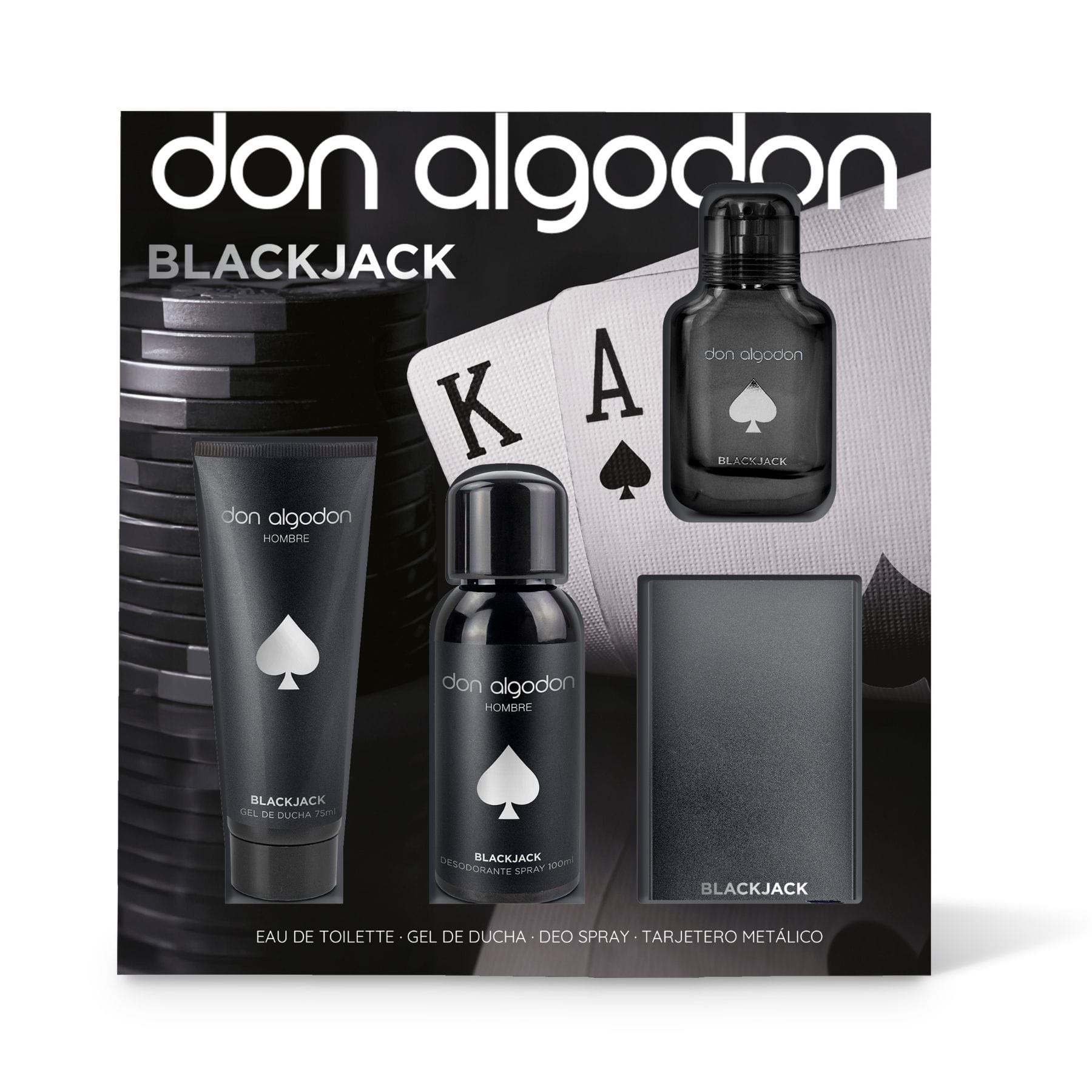 DON ALGODÓN DON ALGODÓN Set Black Jack Hombre Eau de Toilette 30 ml Gel Desodorante Tarjetero Parfüm