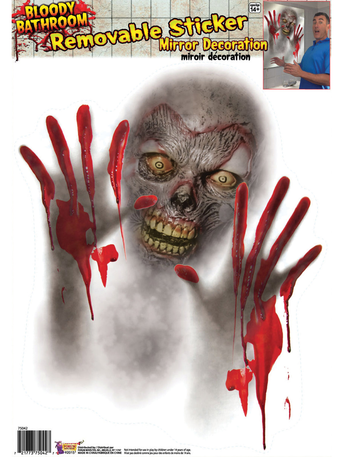 Blutige Badezimmerspiegel-Aufkleber für Halloween von Rubies