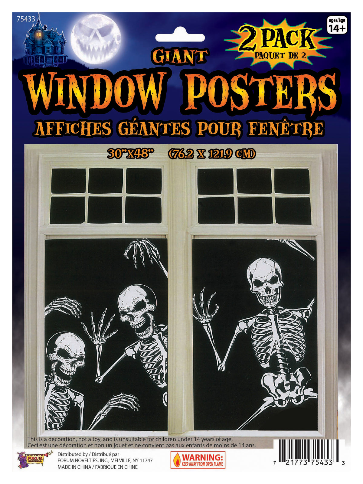 Skelett-Fensterposter für Halloween von Rubies