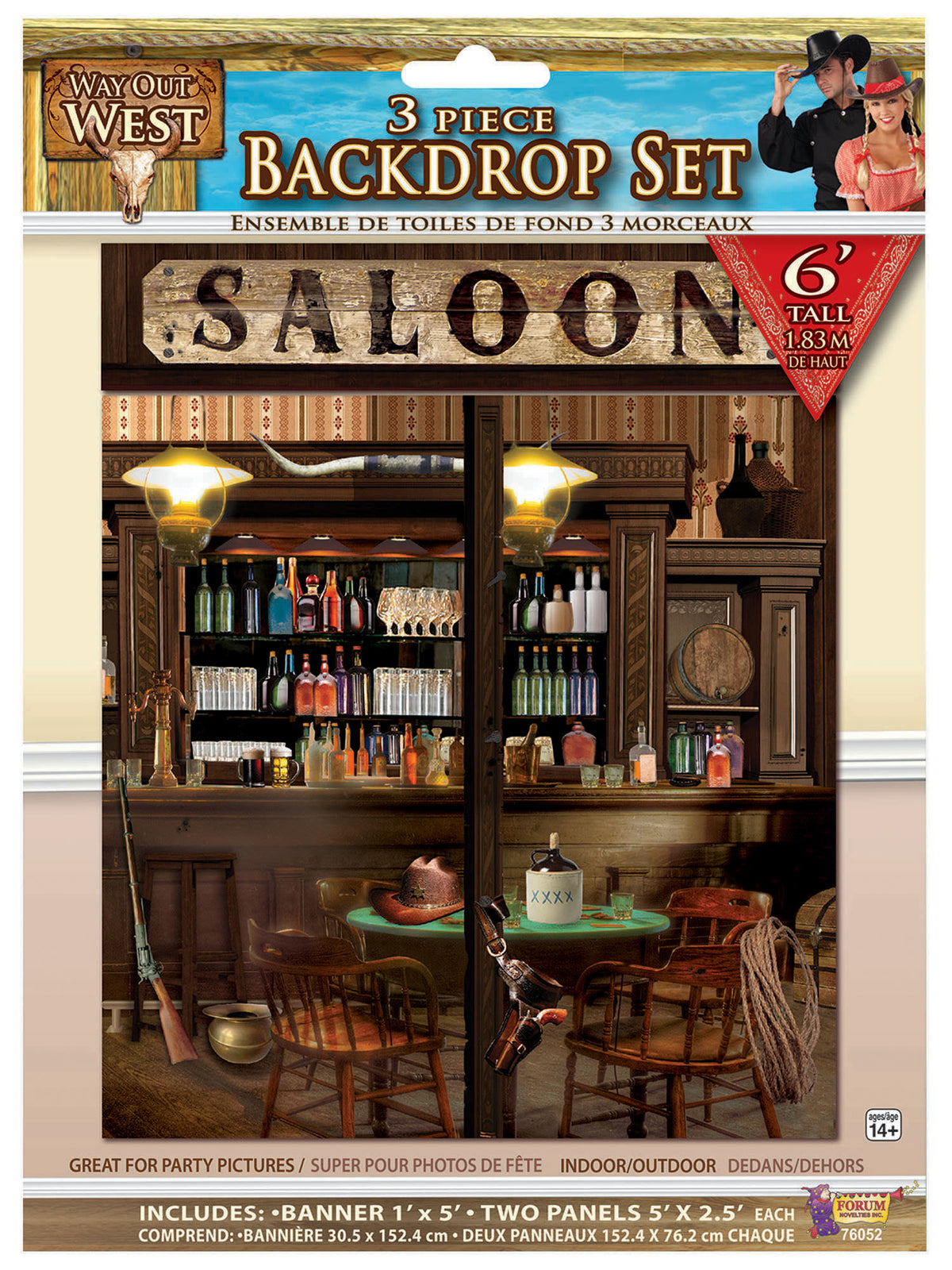 Rubies Way Out West-Back Drop Set/3Pc/6'Tall Party Accessories