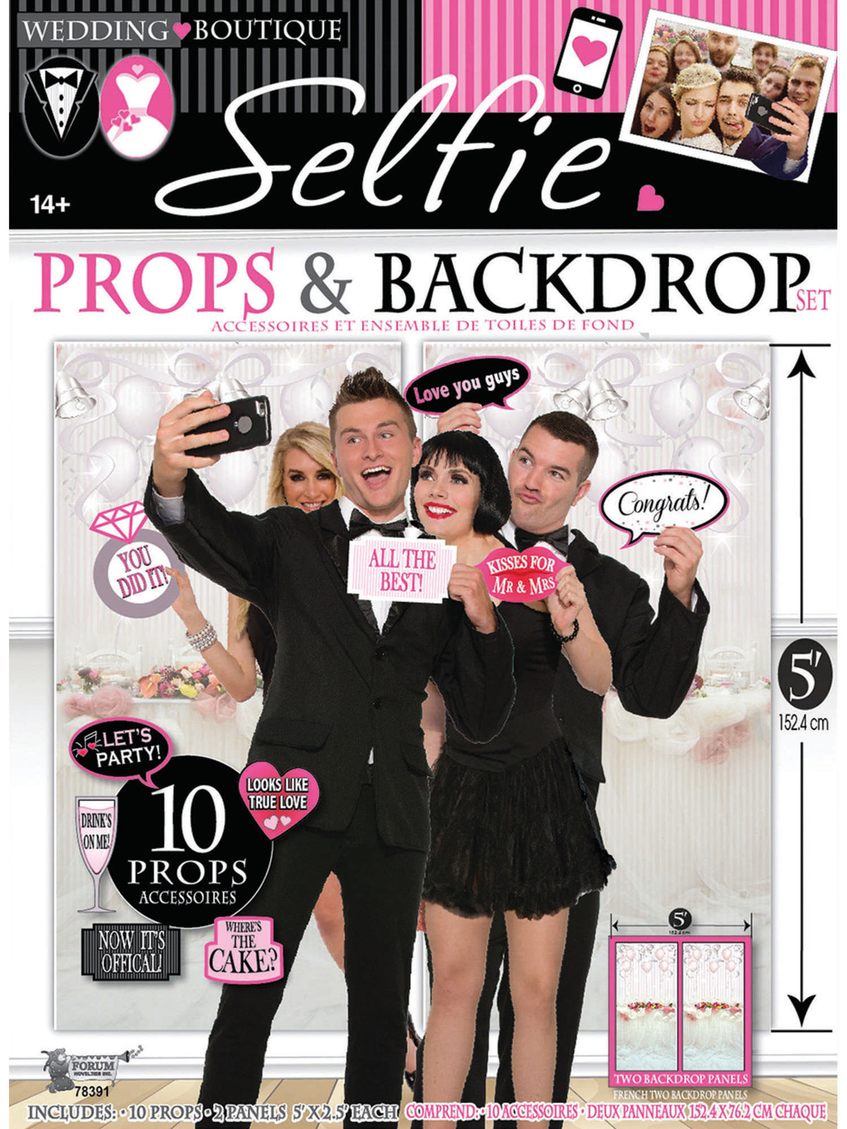 Rubies Wedding Photo Booth Set 12-teilig für Hochzeitsfotos