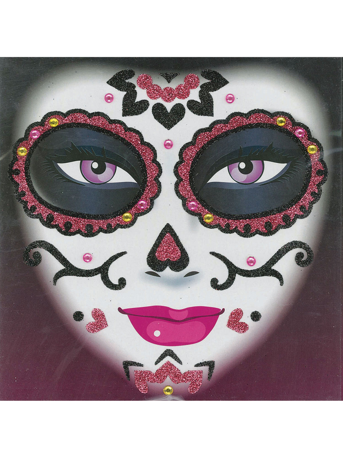 Rubies Day Of The Dead Glitter Tattoo Pink Make-Up