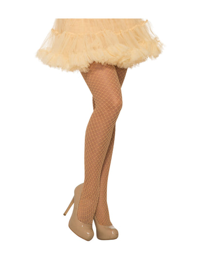 Rubies Fishnet Stocking Glitter Beige Stockings and Socks