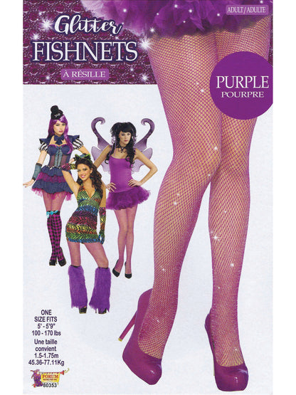 Rubies Fishnet Stockings Glitter Purple Pride