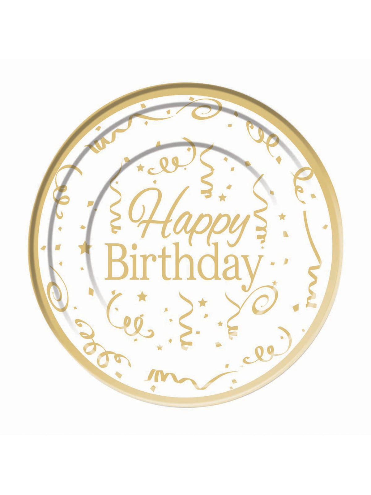 Rubies Gold Happy Birthday Plate Plastic (10 pack) 26cm Party Goods