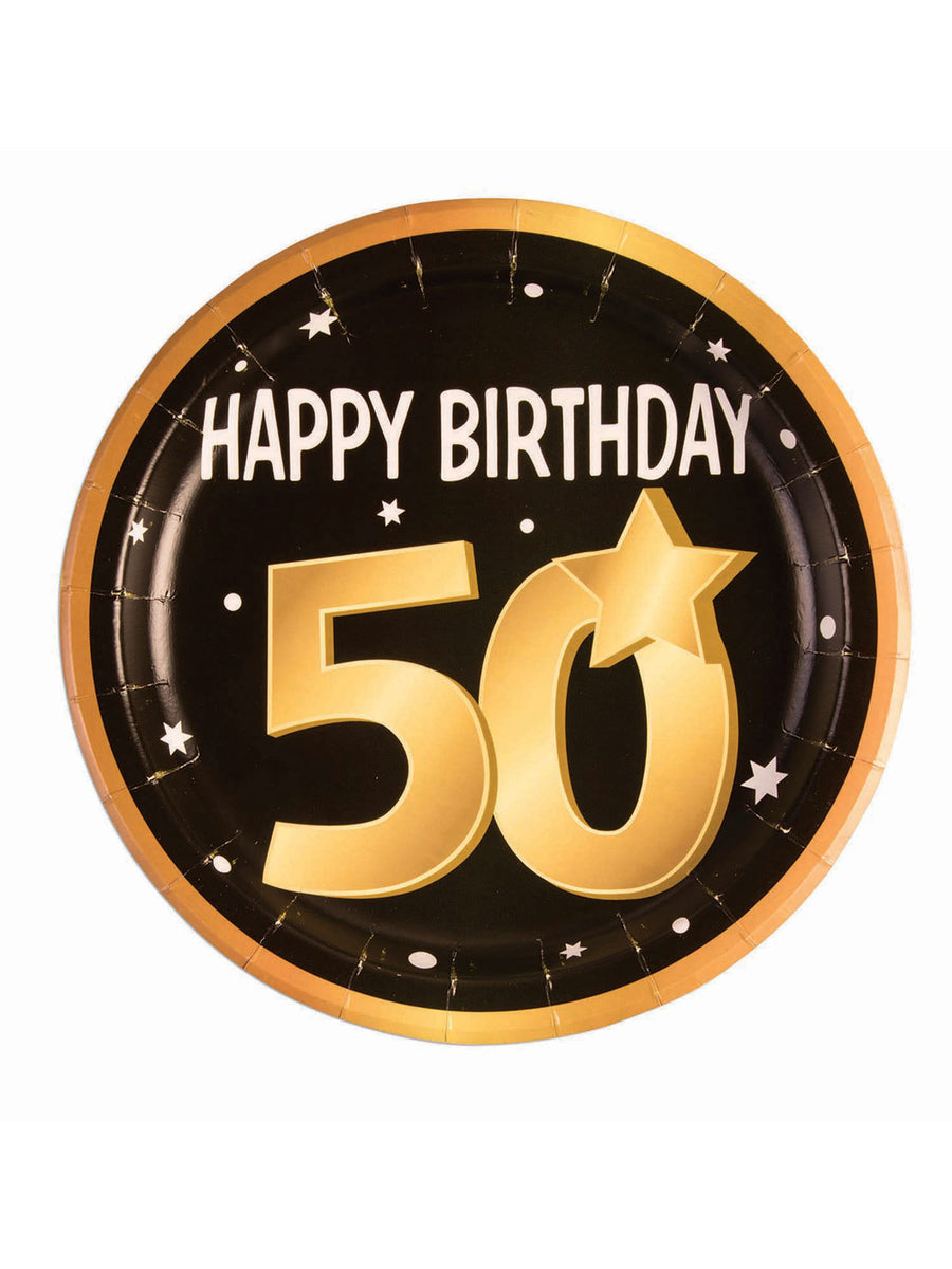 Rubies 50th Birthday Pappteller 9 Zoll, 8 Stück – Produktansicht