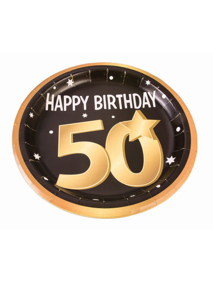 Rubies 50th Birthday Pappteller 9 Zoll, 8 Stück – Detailansicht