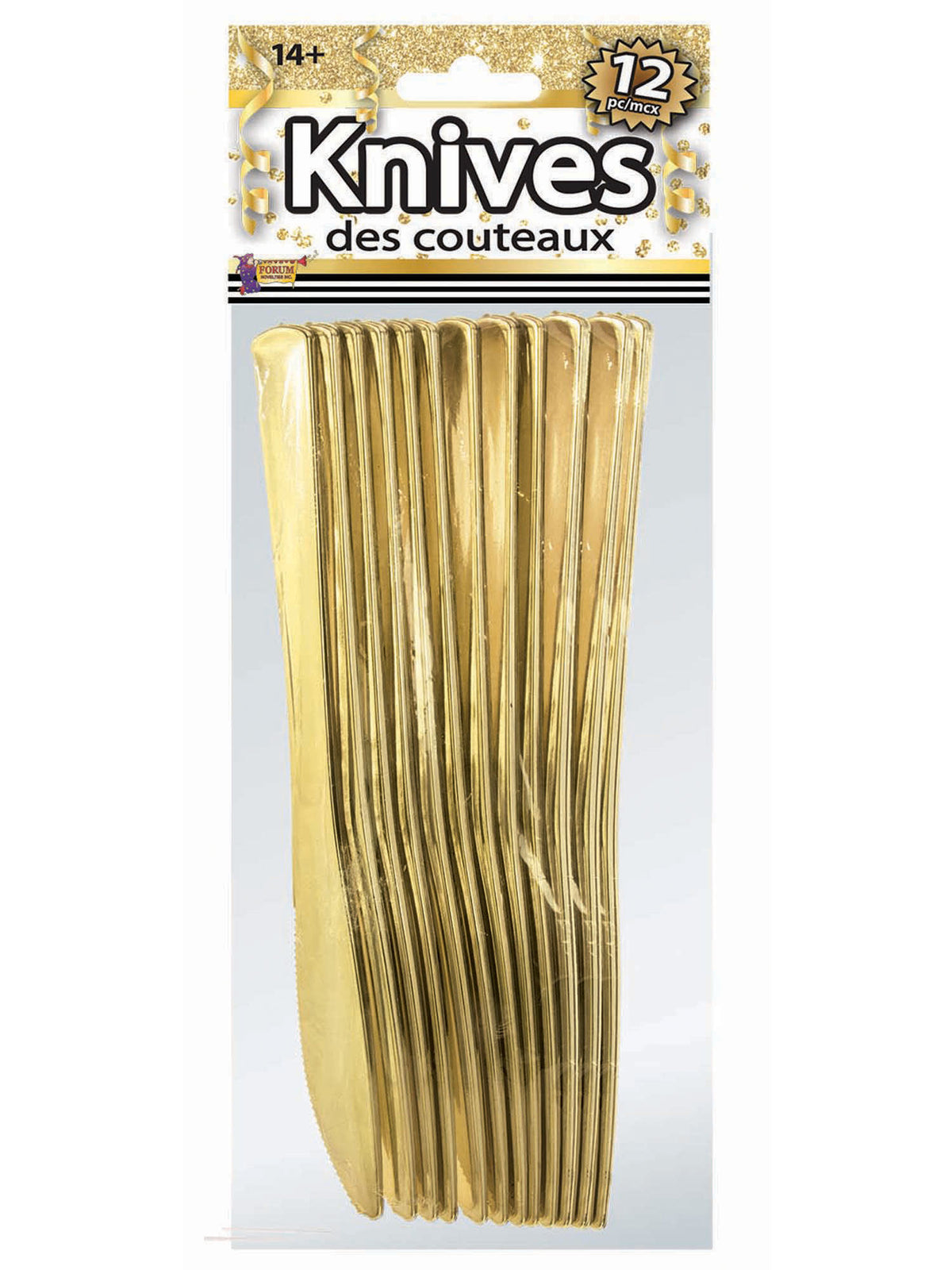 Rubies Gold Plated Knives ( 12 pack) Party Goods