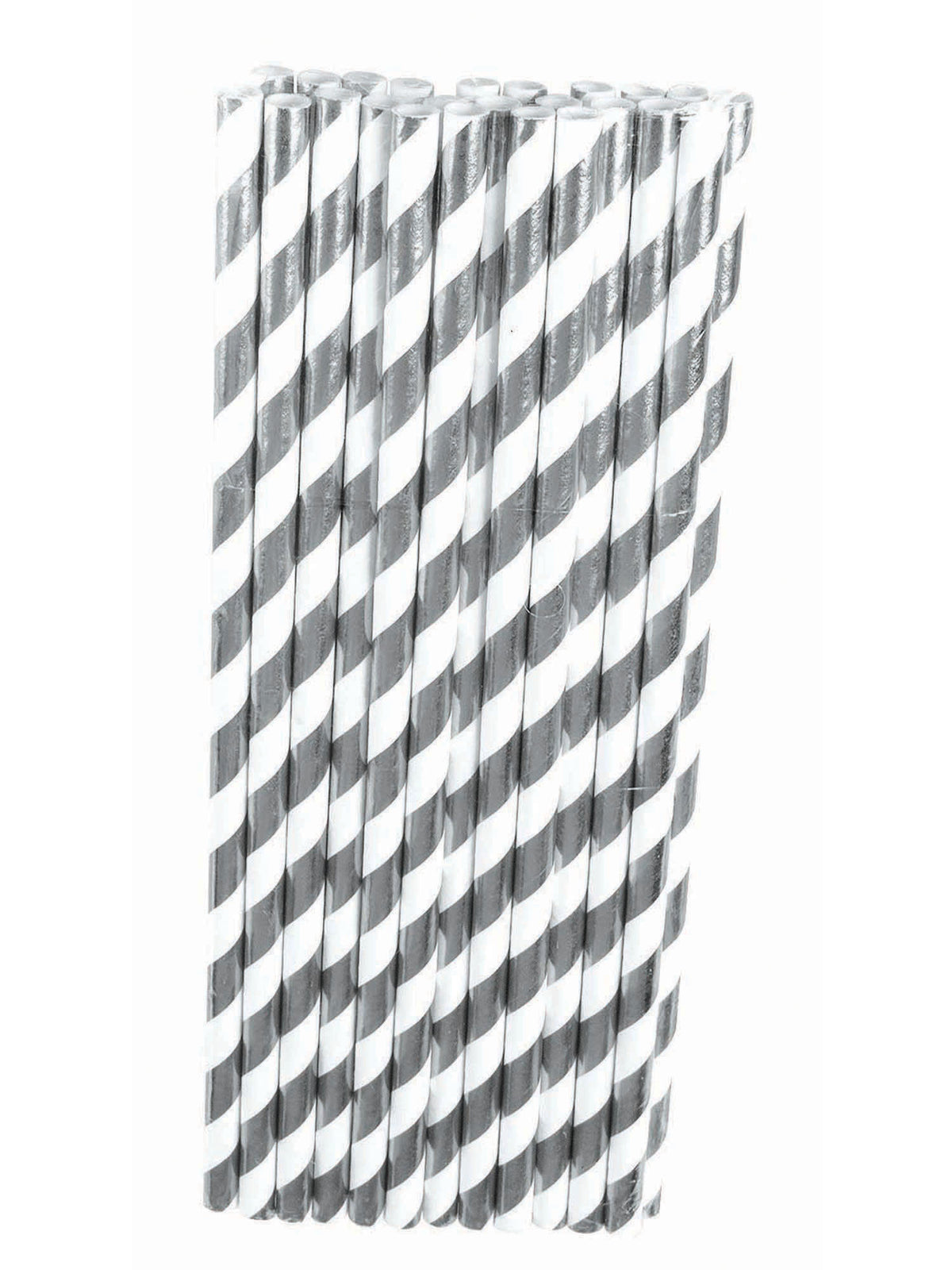 Rubies Papierstrohhalme Silber Weiss 24er-Pack