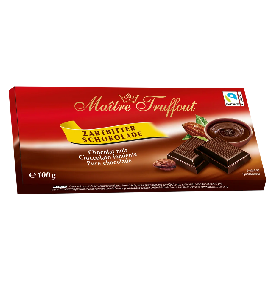 Maître Truffout Zartbitterschokolade 100 g – Dunkle Tafelschokolade