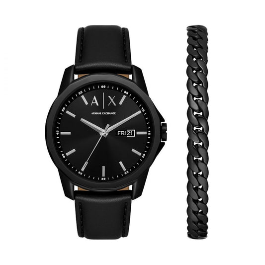 A|X ARMANI EXCHANGE AX7147SET Day & Date Armbanduhr 44 mm Schwarz