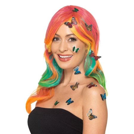 Smiffys Make up 3D-Schmetterlingsaufkleber 12 Stück mehrfarbig