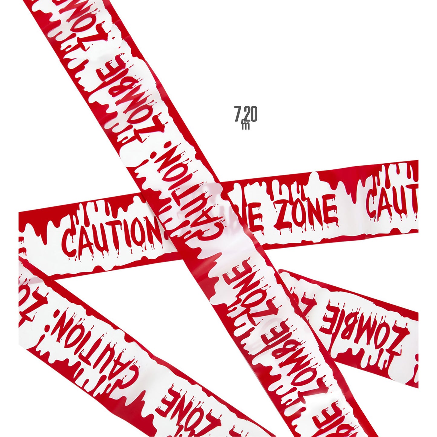 "ABSPERRBAND" CAUTION: ZOMBIE ZONE 7,20 m – Vorderansicht