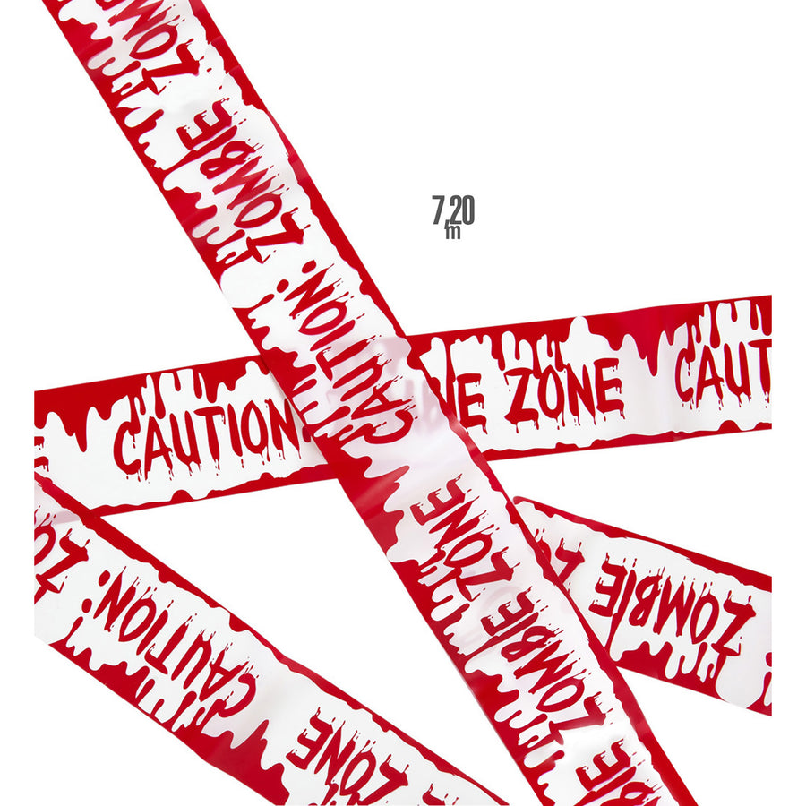 "ABSPERRBAND" CAUTION: ZOMBIE ZONE 7,20 m – Vorderansicht