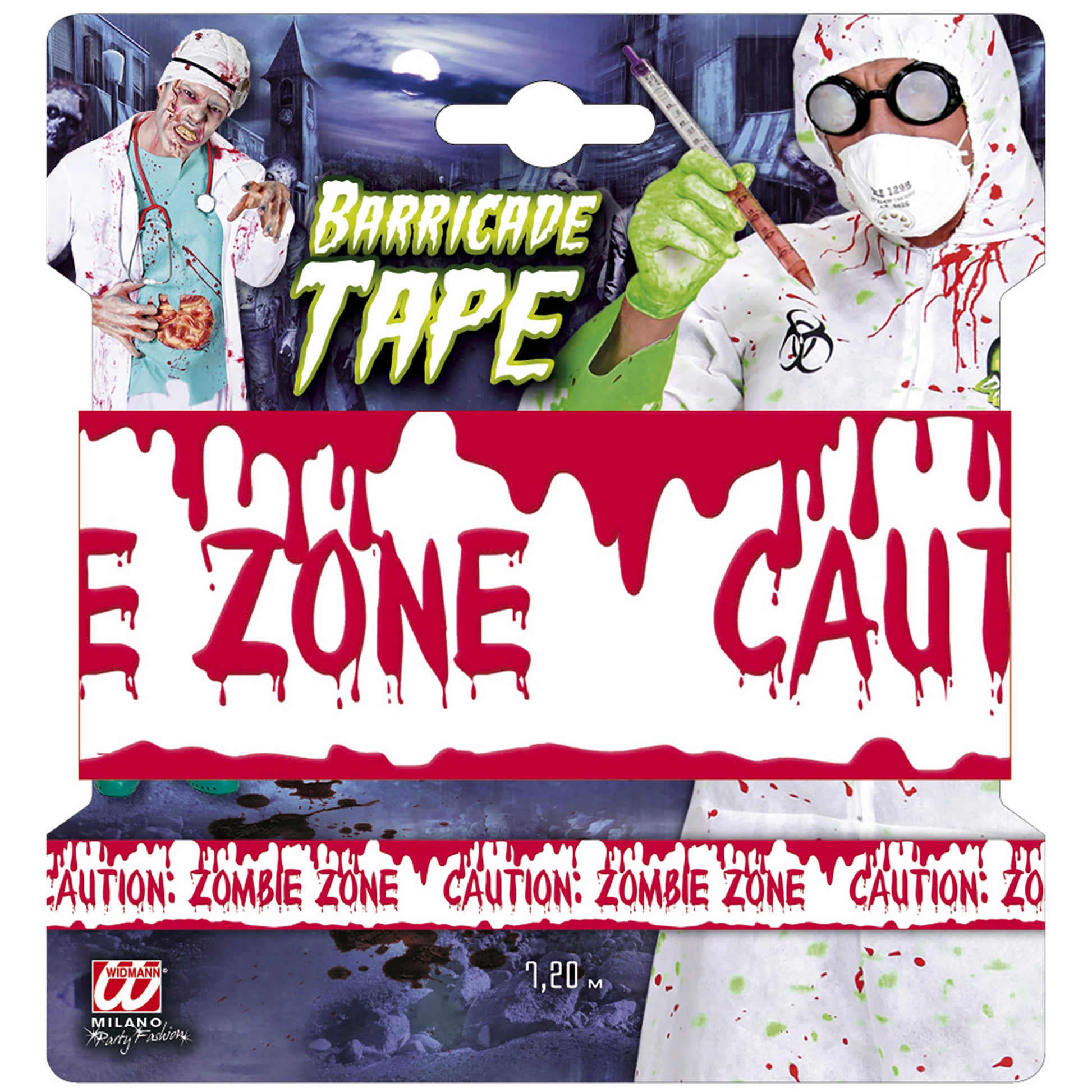 "ABSPERRBAND" CAUTION: ZOMBIE ZONE 7,20 m – Detailansicht
