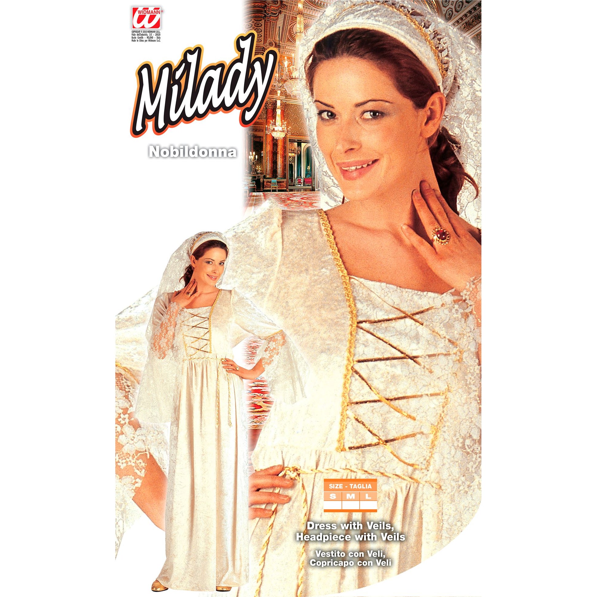 "ADLIGE DAME" (Kleid mit Schleier, Kopfbedeckung mit Schleier) – Detailansicht