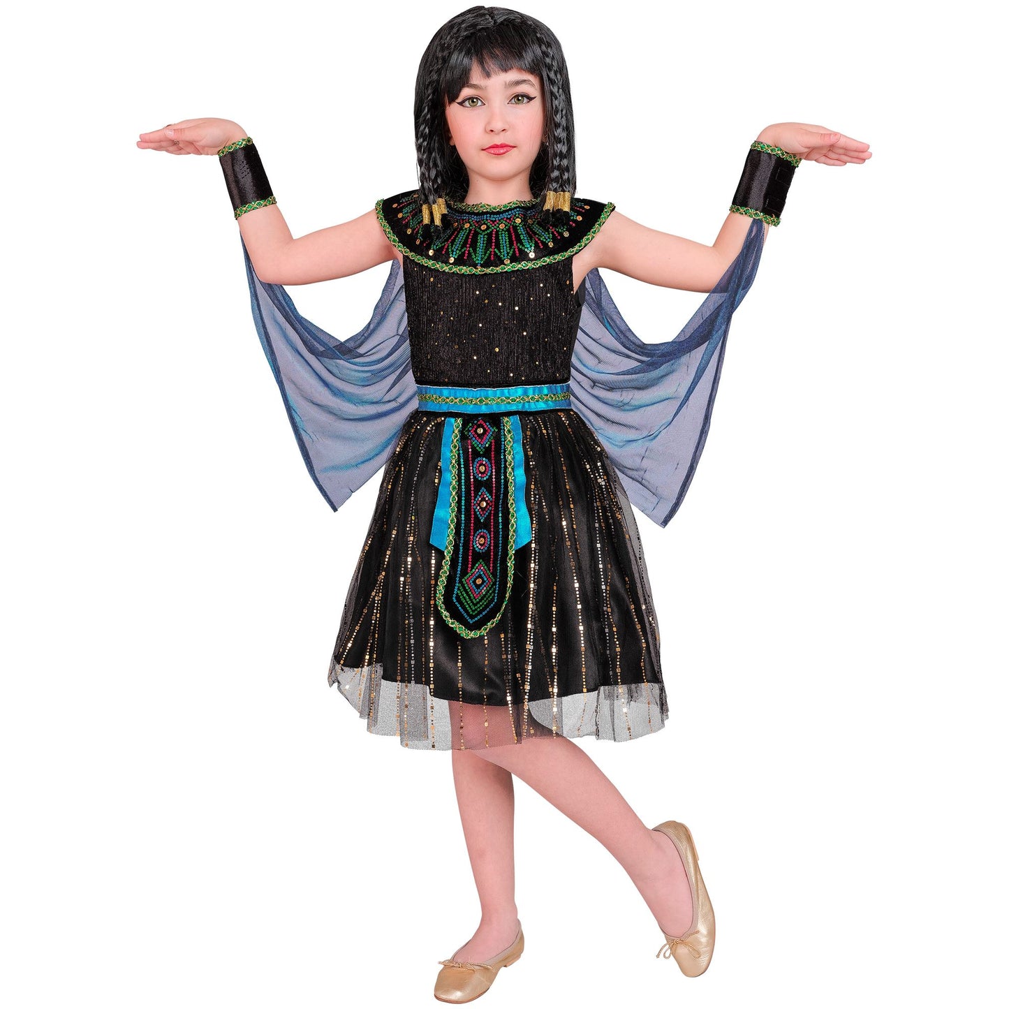 "ÄGYPTISCHE HERRSCHERIN" (Kleid mit Armstulpen und Umhang) – Ansicht 3