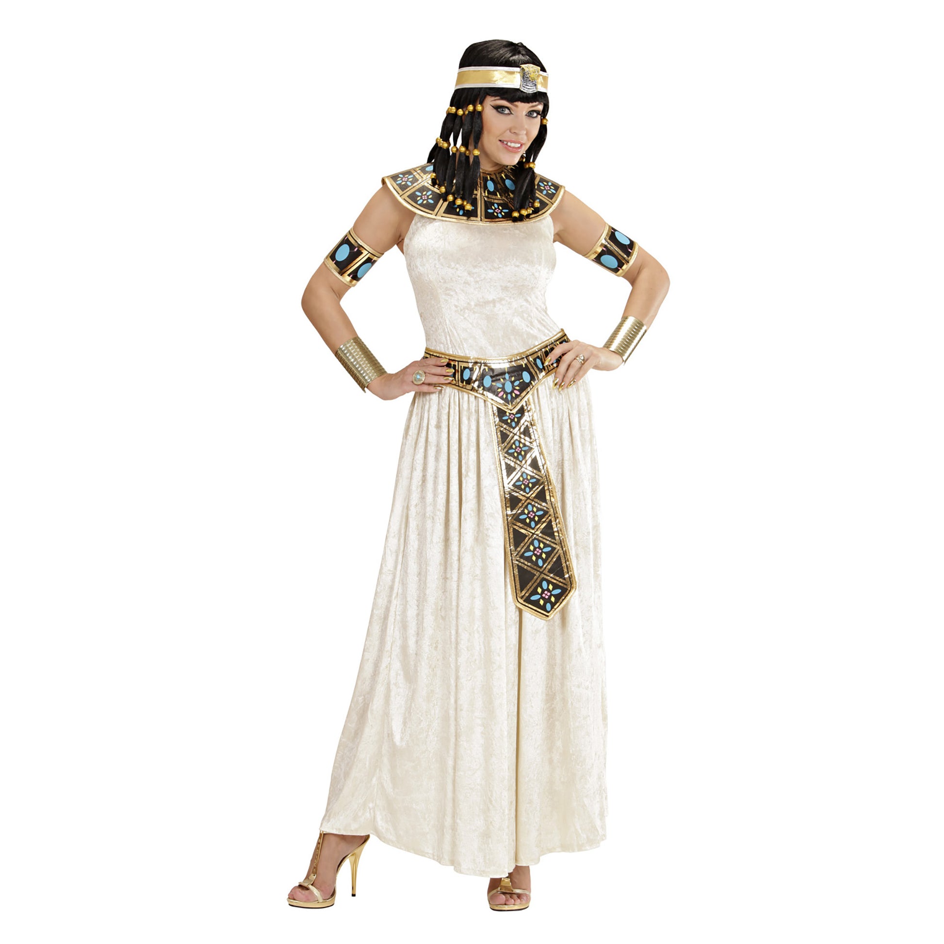 "ÄGYPTISCHE KÖNIGIN" (Kleid, Halsband, Gürtel, Armbänder) – Vorderansicht
