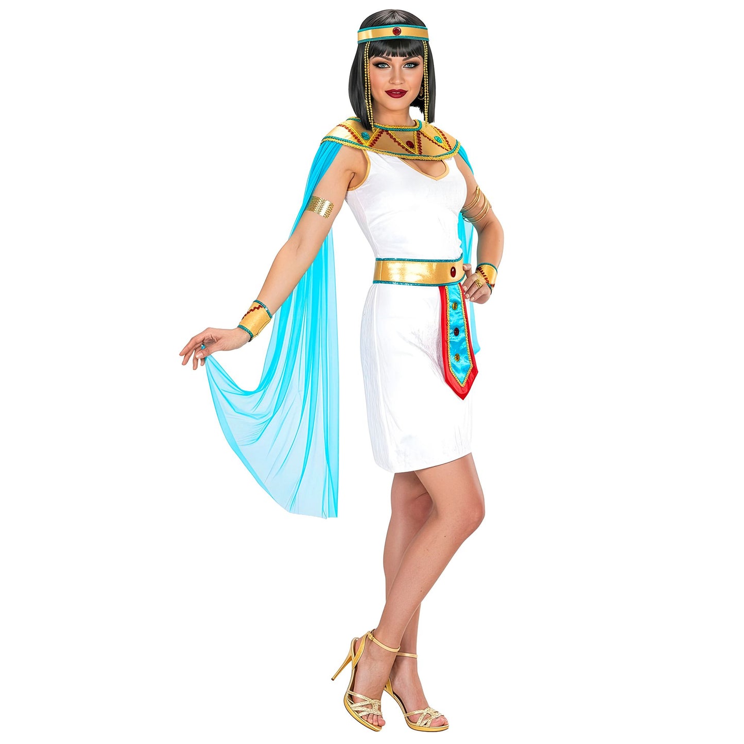 "ÄGYPTISCHE KÖNIGIN" (Kleid, Kragen mit Schleier, Gürtel, Armbänder, Stirnband mit Perlen" – Ansicht 3