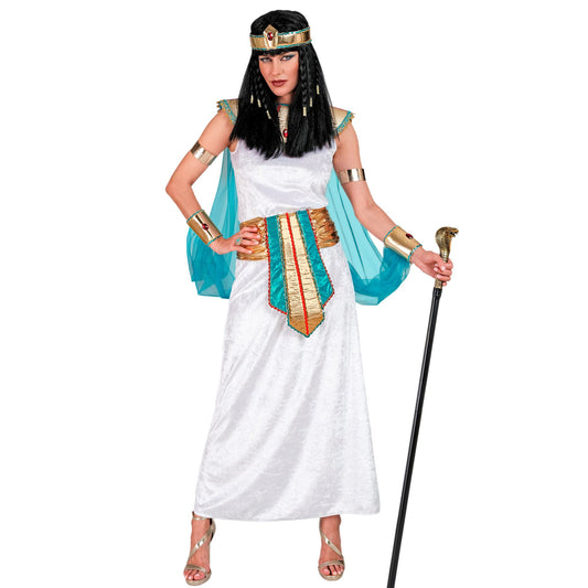 "ÄGYPTISCHE KÖNIGIN" (Kleid, Kragen mit Umhang & Armbändern, Gürtel, Stirnband) – Vorderansicht