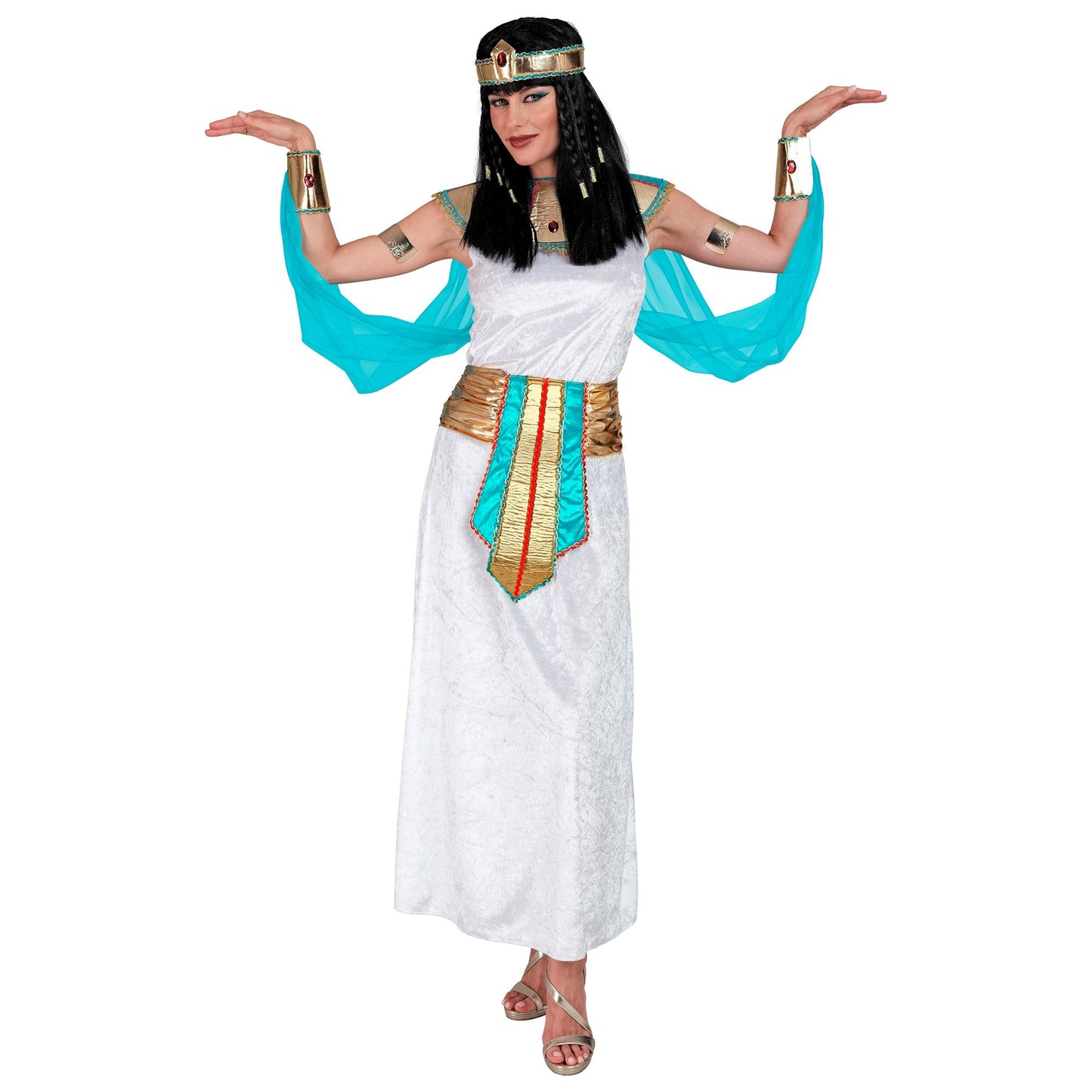 "ÄGYPTISCHE KÖNIGIN" (Kleid, Kragen mit Umhang & Armbändern, Gürtel, Stirnband) – Ansicht 3