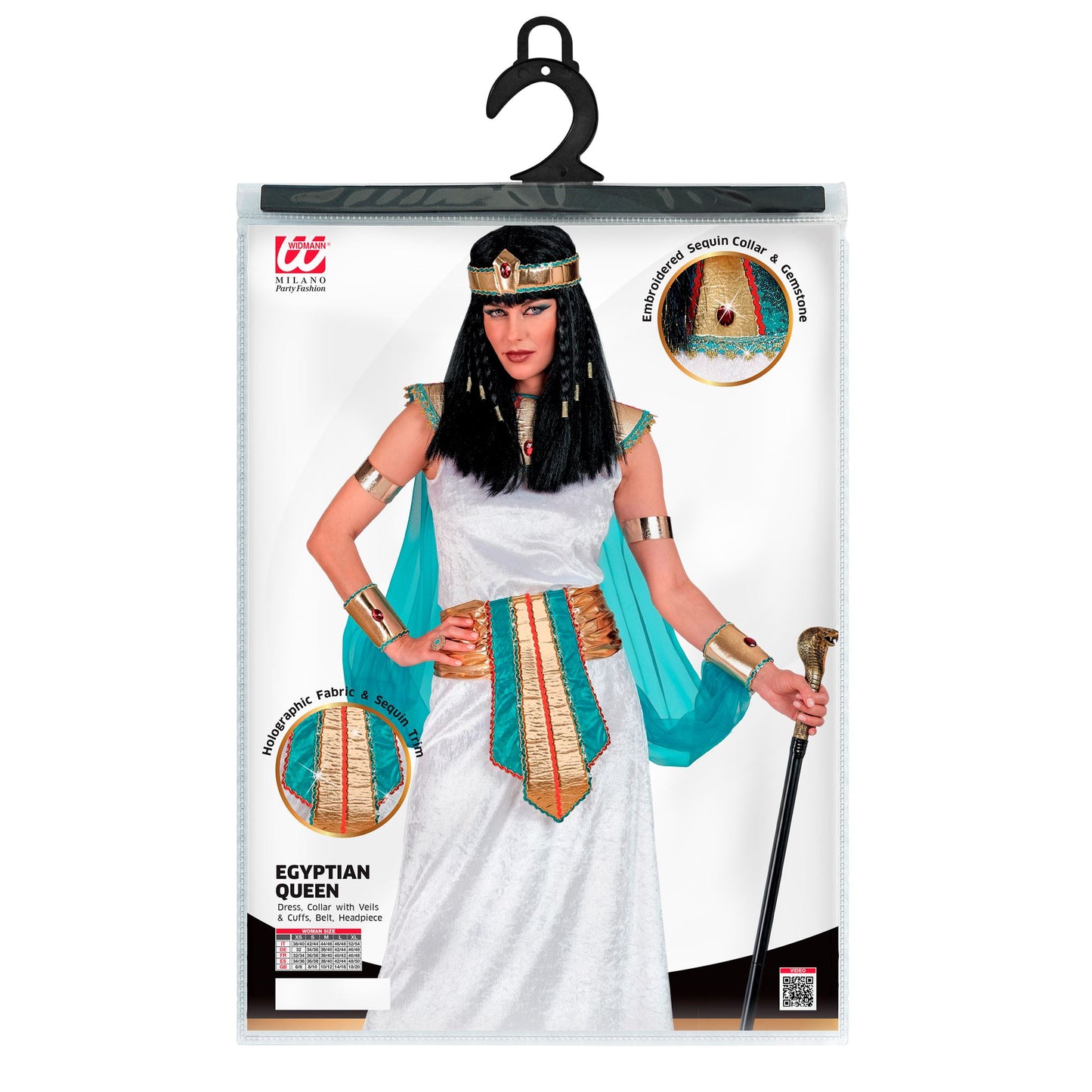 "ÄGYPTISCHE KÖNIGIN" (Kleid, Kragen mit Umhang & Armbändern, Gürtel, Stirnband) – Ansicht 4