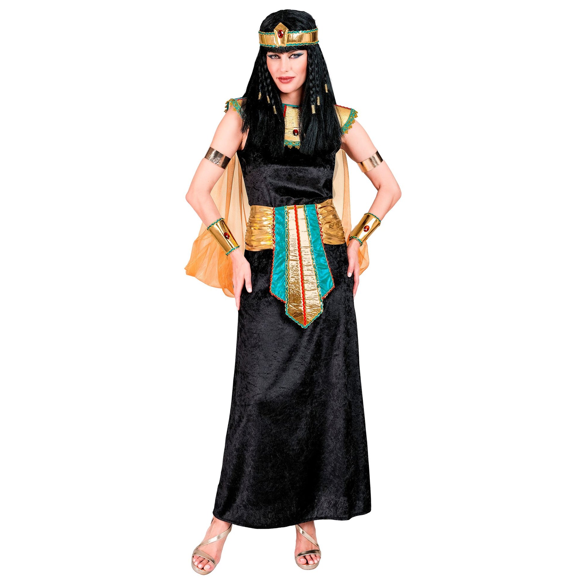 "ÄGYPTISCHE KÖNIGIN" (Kleid, Kragen mit Umhang & Armbändern, Gürtel, Stirnband) – Detailansicht