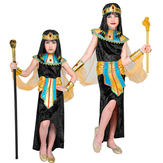 "ÄGYPTISCHE KÖNIGIN" (Kleid, Kragen mit Umhang & Armbändern, Gürtel, Stirnband) – Vorderansicht