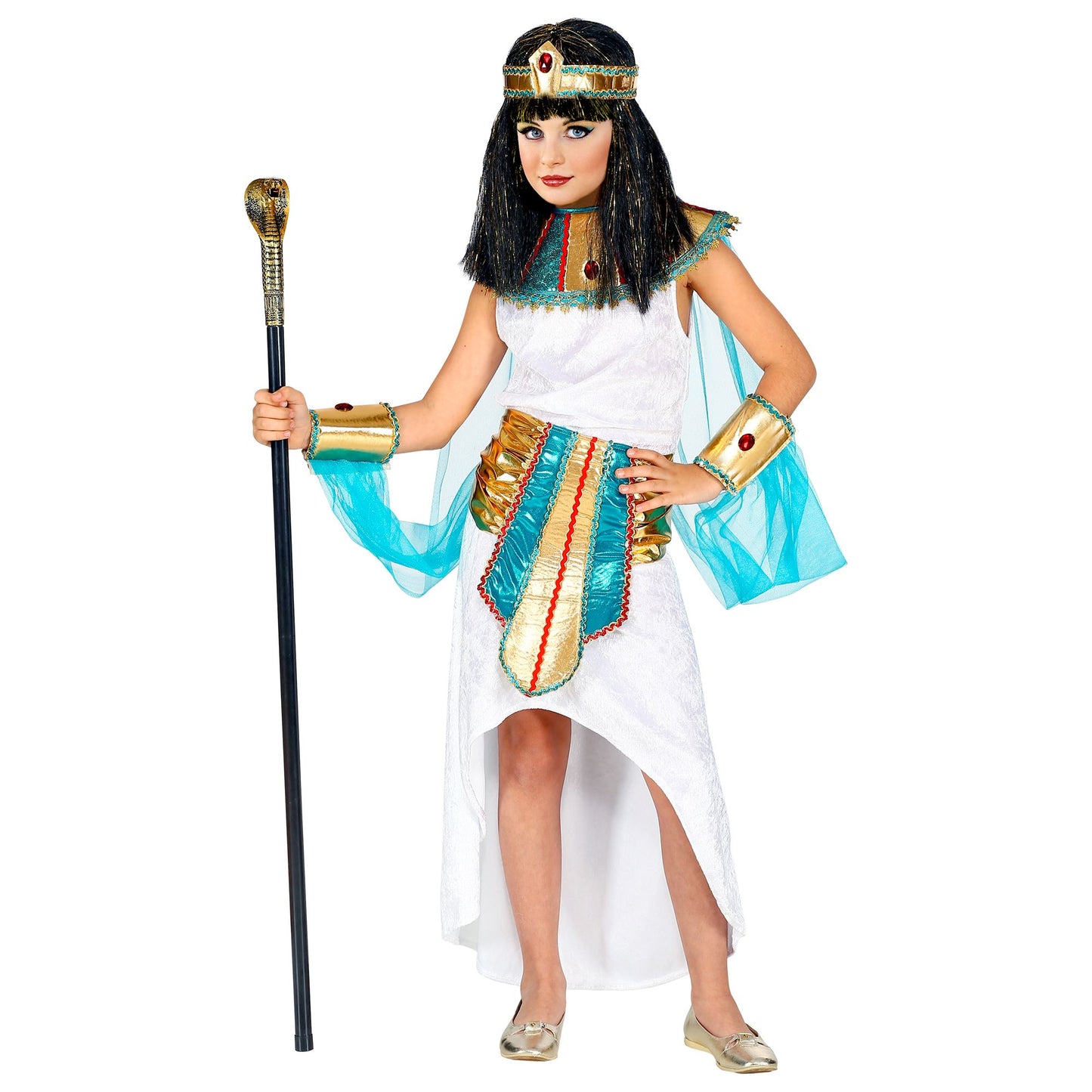 "ÄGYPTISCHE KÖNIGIN" (Kleid, Kragen mit Umhang & Armbändern, Gürtel, Stirnband) – Ansicht 3