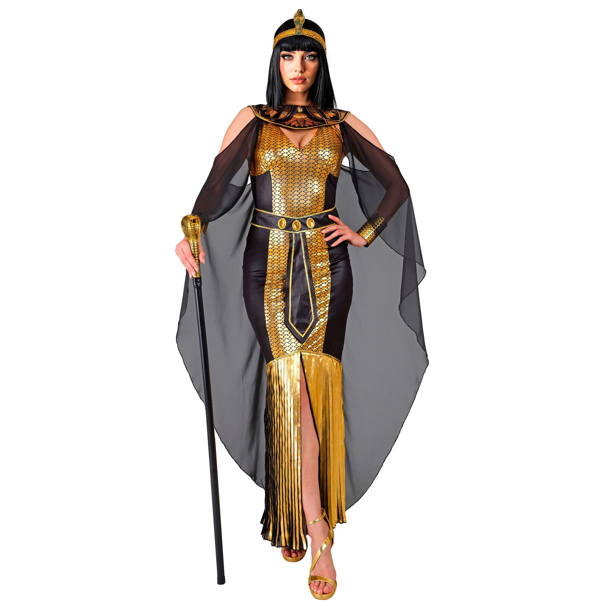 "ÄGYPTISCHE KÖNIGIN" (Kleid, Kragen mit Umhang, Gürtel) – Vorderansicht