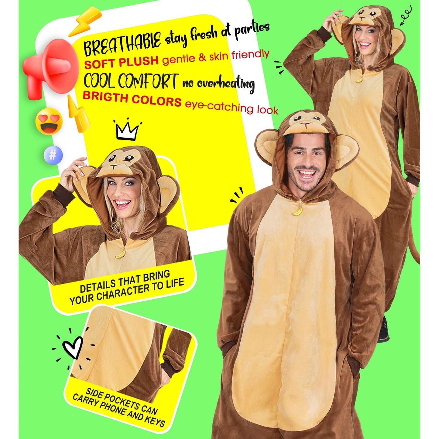 "AFFE ONESIE PLÜSCHKOSTÜM" (Overall mit Kapuze) – Ansicht 7