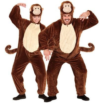 "AFFE SOFT PLÜSCHKOSTÜM" (Overall mit Kapuze und Maske) – Vorderansicht