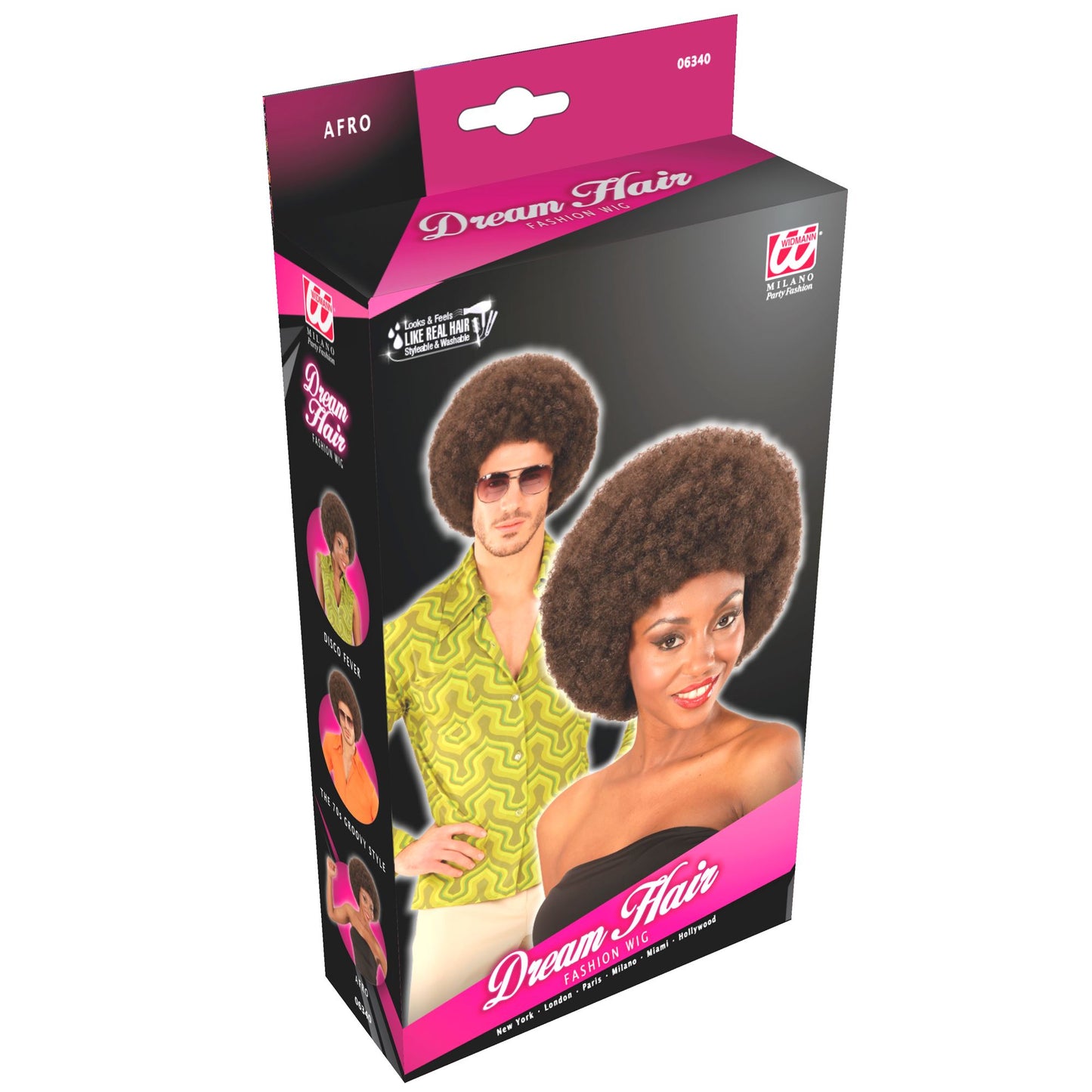 "AFRO PERÜCKE IN DREAM HAIR QUALITÄT" in farbiger Box – Detailansicht