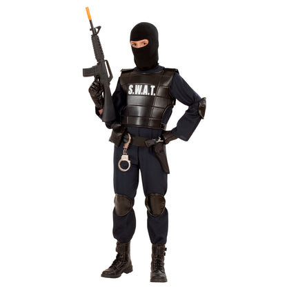 "AGENT S.W.A.T" (Kostüm, kugelsichere Weste, Gürtel mit Halfter und Tasche, Knieschoner, Ellenbogenschoner, Maske) – Ansicht 3