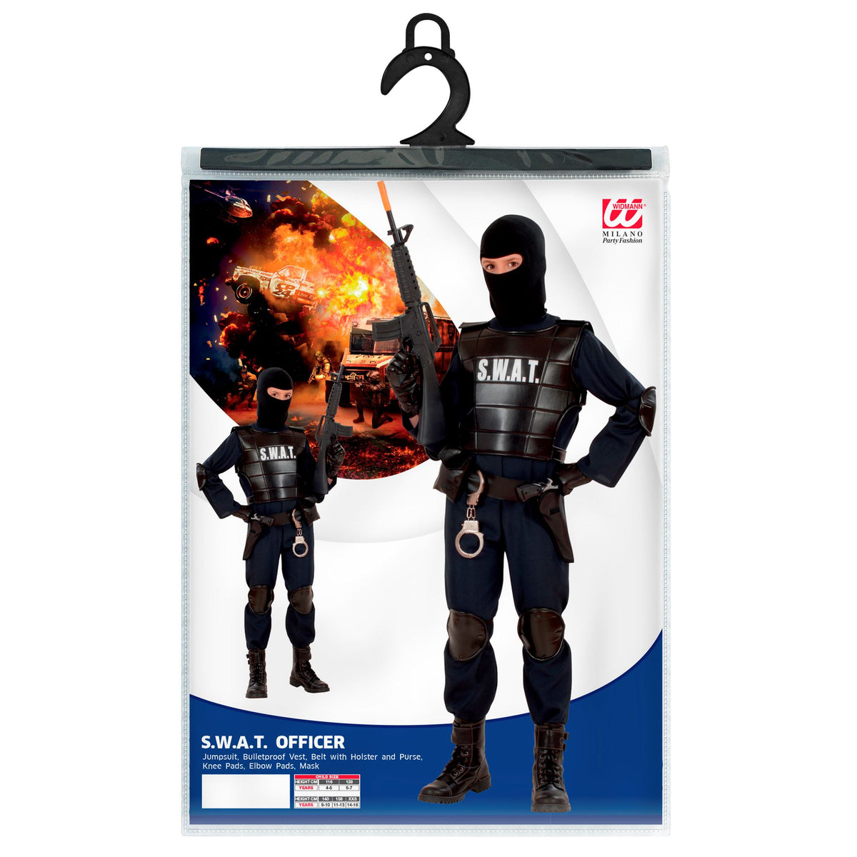 "AGENT S.W.A.T" (Kostüm, kugelsichere Weste, Gürtel mit Halfter und Tasche, Knieschoner, Ellenbogenschoner, Maske) – Ansicht 5