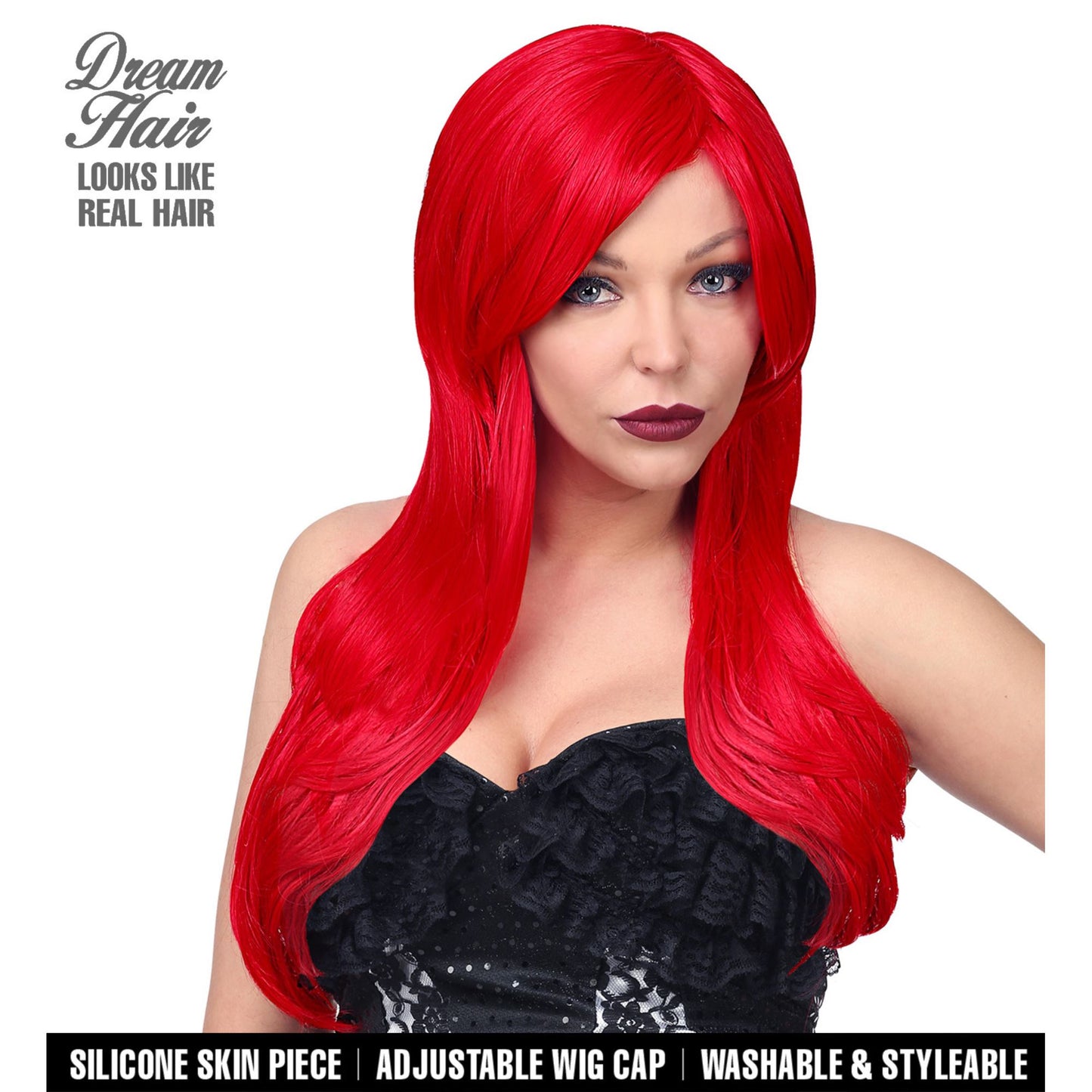 "ALICIA DREAM HAIR PERÜCKE" (mit hochwertiger Silikonhaut) in farbiger Box – Vorderansicht