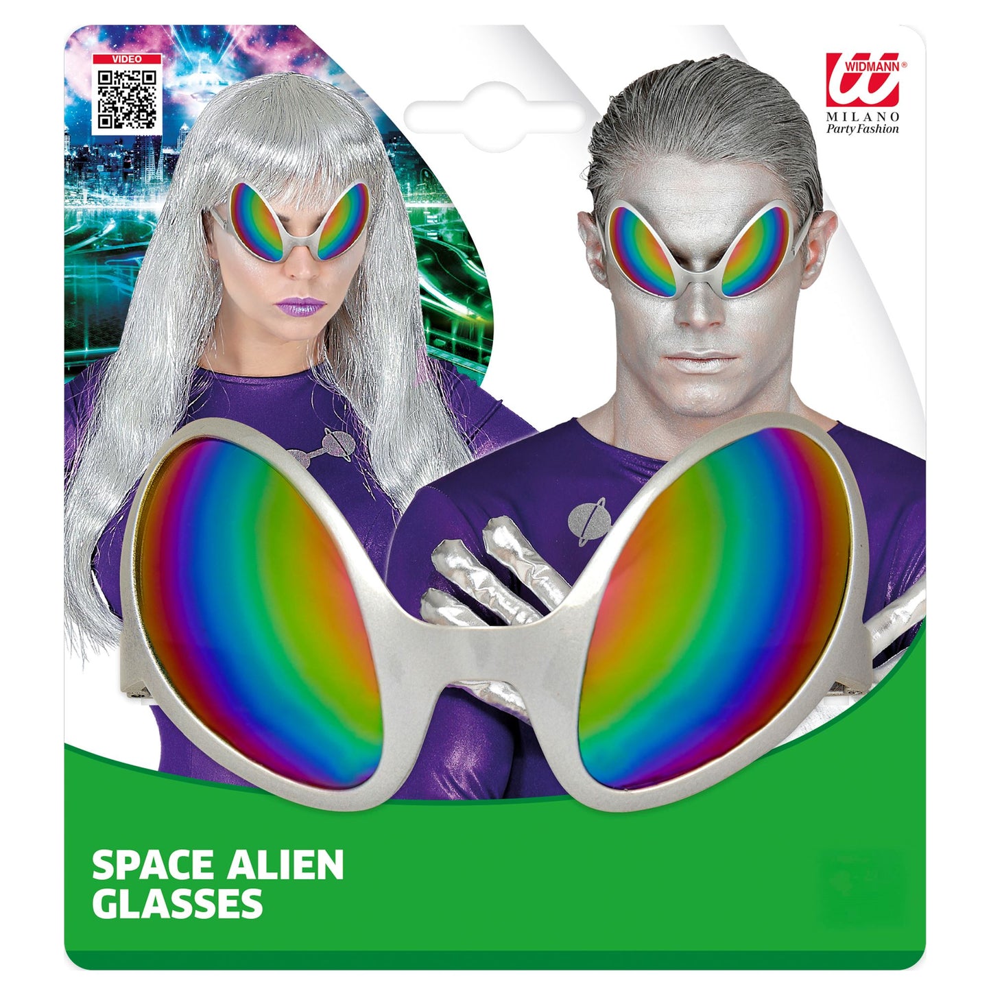 "ALIEN BRILLE" mit holografischen Gläsern – Detailansicht