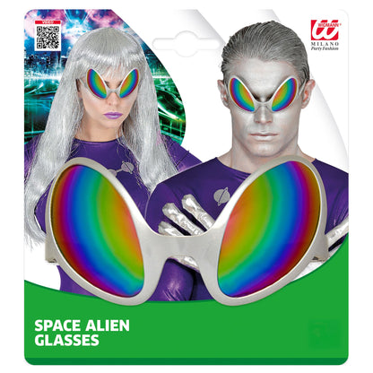 "ALIEN BRILLE" mit holografischen Gläsern – Detailansicht