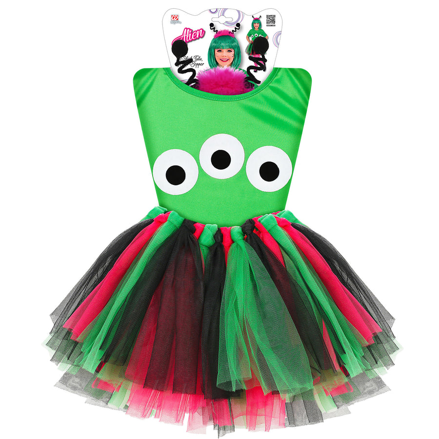 ALIEN (T-shirt, Tutu, Haarreif mit Antennen) – Detailansicht