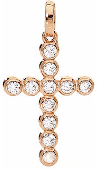 AMEN CROCE PICCOLA Argento IP Oro rosa e Zirconi CLBORB Schmuck Silber Silver 925°