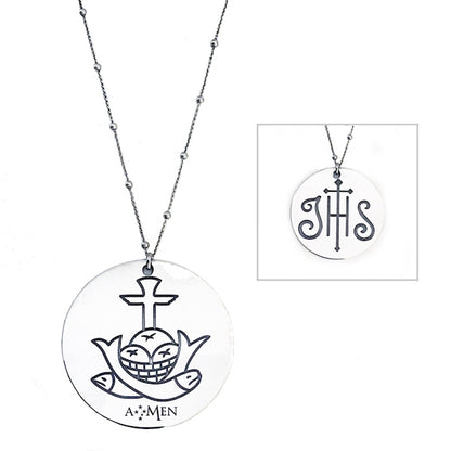AMEN Mod. IHS - PANI&PESCI GRANDE 55mm CLOSG Schmuck Silber Silver 925°