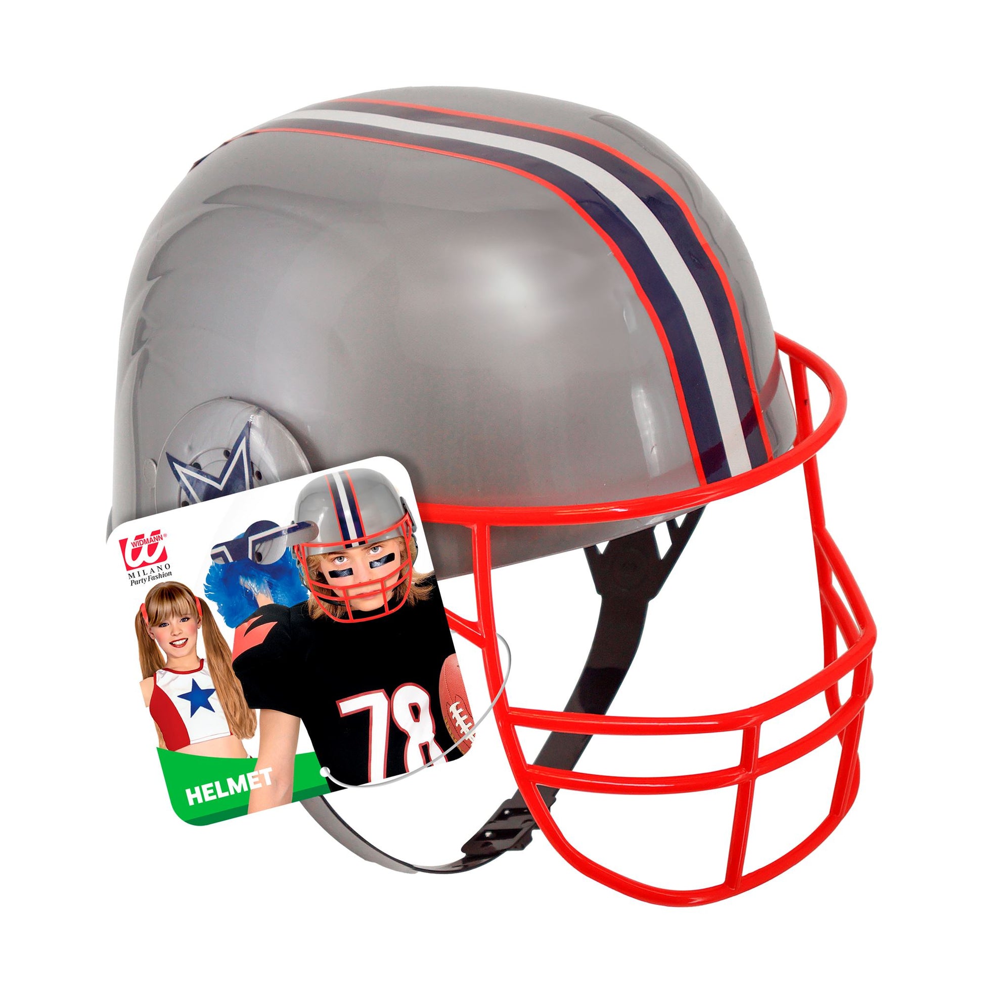 Widmann Kinder American Football Helm aus rotem Hartplastik – Seitenansicht