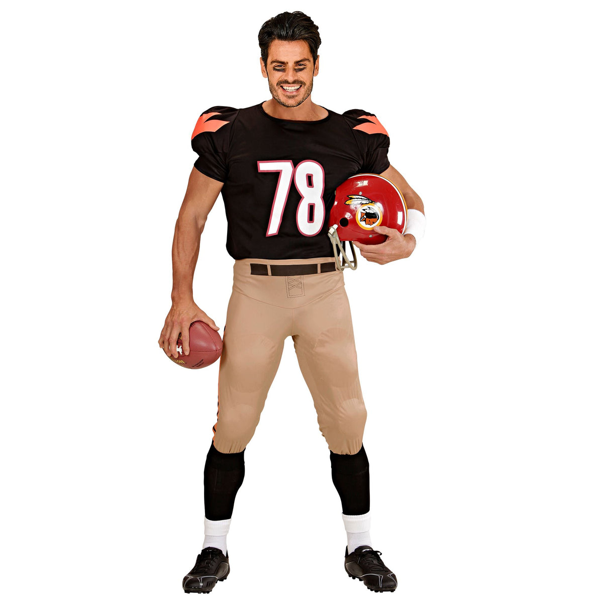 "AMERICAN FOOTBALL-SPIELER" (gepolstertes Stretch-T-Shirt, gepolsterte Hose) – Vorderansicht
