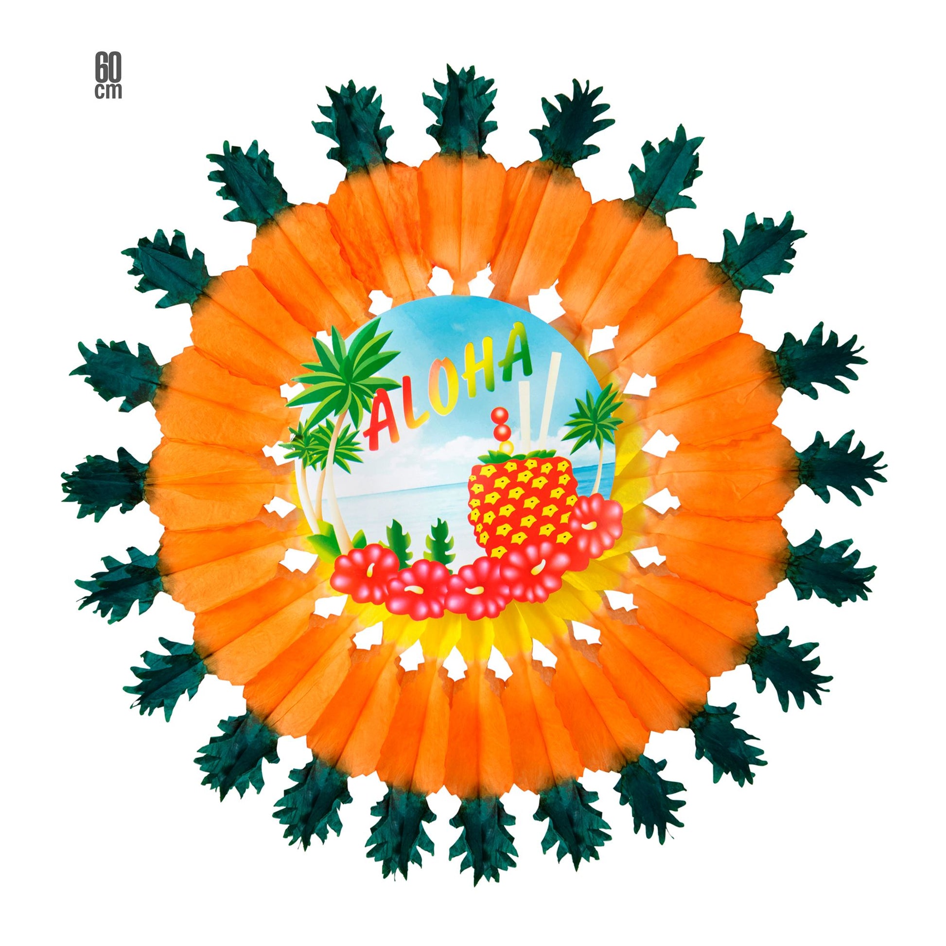 "ANANAS ALOHA PAPIERFÄCHER" 60 cm – Vorderansicht