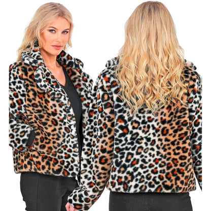 "ANIMALIER LEOPARDENMUSTER DAMEN PLÜSCHJACKE" – Detailansicht